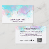 *~* AP46 Pastel Gold Glitter Abstract Ink LOGO QR Visitekaartje (Voorkant / Achterkant)