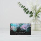 *~* AP46 Pastel Gold Glitter QR Abstract Ink LOGO Visitekaartje (Staand voorkant)