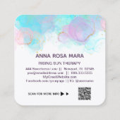 *~* AP46 Pastel QR Gold Glitter Abstracte Inkt LOG Vierkante Visitekaartje (Achterkant)