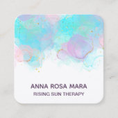 *~* AP46 Pastel QR Gold Glitter Abstracte Inkt LOG Vierkante Visitekaartje (Voorkant)