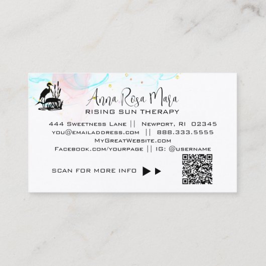 *~* AP46 QR Etheral Beach Marsh Elegant Herons Visitekaartje (Achterkant)