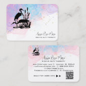 *~* AP46 QR Etheral Beach Marsh Heron Elegant Visitekaartje (Voorkant / Achterkant)