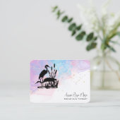 *~* AP46 QR Etheral Beach Marsh Heron Elegant Visitekaartje (Staand voorkant)