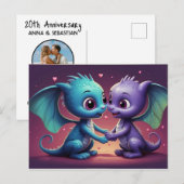 *~* AP48 FOTO Nodig Dragon Dino Hearts Briefkaart  (Voorkant / Achterkant)