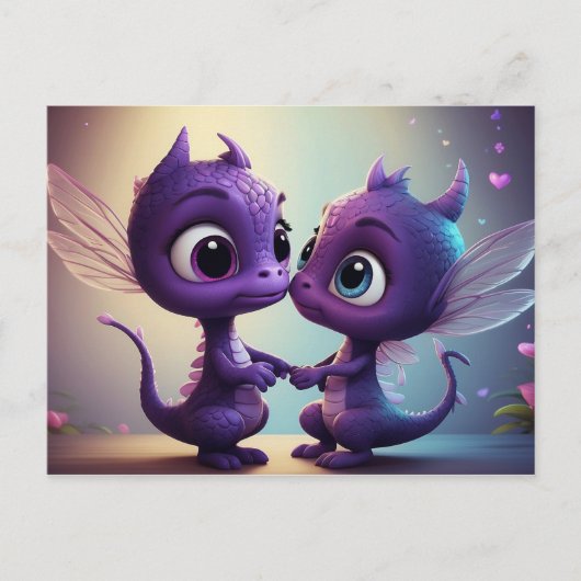 *~* AP48 FOTO Uitnodiging Draak Dino Cartoon Prent (Voorkant)