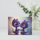 *~* AP48 FOTO Uitnodiging Dragon Dino Cartoon Brie (Staand voorkant)