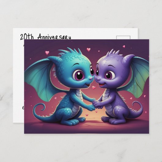 *~* AP48 FOTO Uitnodiging Dragon Dino Hearts Brief