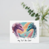 *~AP48 Uitnodiging Gender Draak FOTO Briefkaart (Staand voorkant)