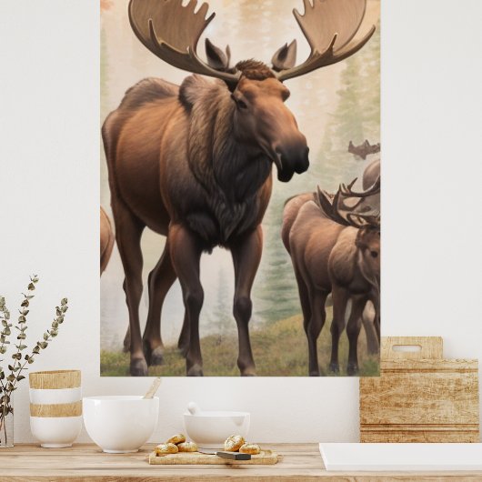 *~* AP49 Kudde MOOSE Stream Forest Natuur Poster (Keuken)