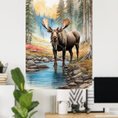 *~* AP49 MOOSE Rocks Stream Forest Natuur Poster (Thuiskantoor)