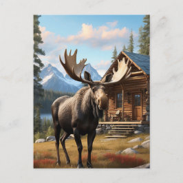 *~* AP49 MOOSE Stream Natuur Cabine Forest Briefkaart