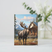 *~* AP49 MOOSE Stream Natuur Cabine Forest Briefkaart (Staand voorkant)