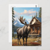 *~* AP49 MOOSE Stream Natuur Cabine Forest Briefkaart (Voorkant / Achterkant)
