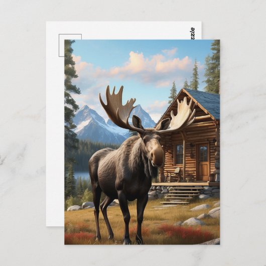 *~* AP49 MOOSE Stream Natuur Cabine Forest Briefkaart (Voorkant / Achterkant)