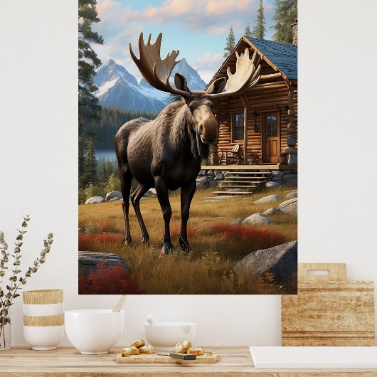 *~* AP49 MOOSE Stream Natuur Cabine Forest Poster (Keuken)
