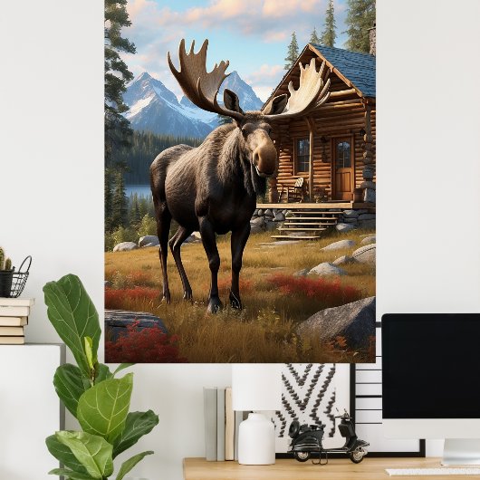 *~* AP49 MOOSE Stream Natuur Cabine Forest Poster (Thuiskantoor)