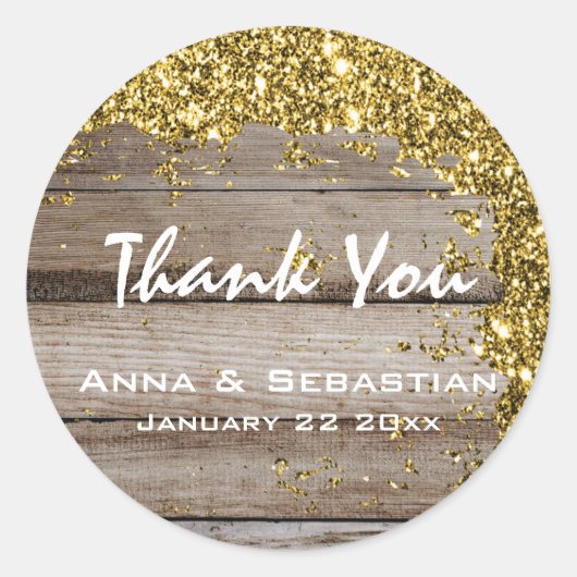 *~* AP49 Noodlijdend Verouderd Hout Glitter Generi Ronde Sticker (Voorkant)