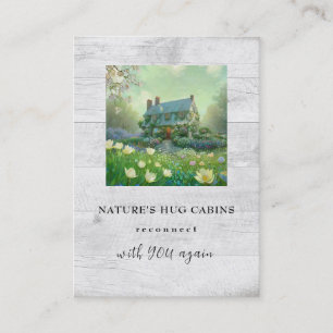 *~* AP49 Rustieke Cabin Cottage Spring Flowers QR Visitekaartje