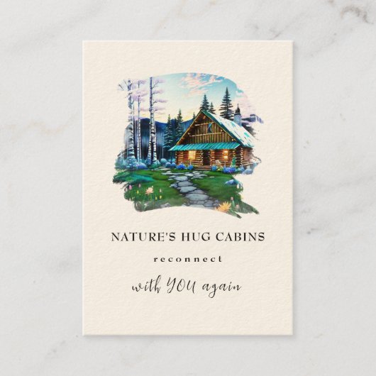 *~* AP49 Rustieke Cabine QR Cottage Spring Birches Visitekaartje (Voorkant)