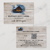 *~* AP49 Rustieke Cabine QR Houten Planken Maan Visitekaartje (Voorkant / Achterkant)