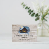 *~* AP49 Rustieke Cabine QR Houten Planken Maan Visitekaartje (Staand voorkant)