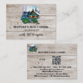 *~* AP49 Rustieke Cabine QR Houten Planken Visitekaartje (Voorkant / Achterkant)