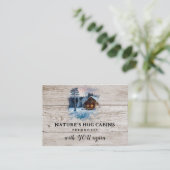 *~* AP49 Rustieke Cabine QR Houten Planken Winter Visitekaartje (Staand voorkant)