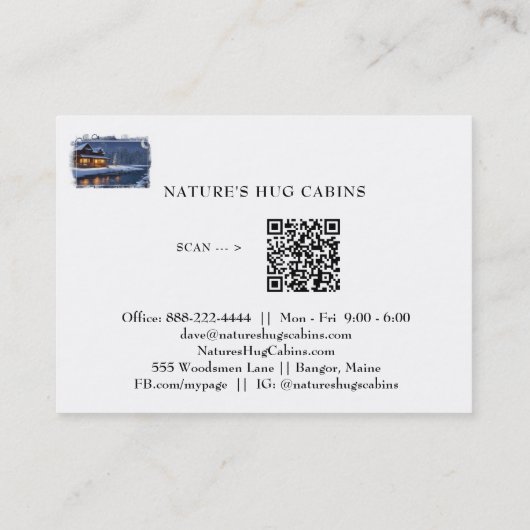 *~* AP49 Rustieke Cabine QR Stream Sneeuwnacht Visitekaartje (Achterkant)