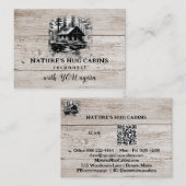 *~* AP49 Rustieke Cabineschets Houten Planken QR Visitekaartje (Voorkant / Achterkant)