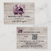 *~* AP49 Rustieke Cabineschets QR Houten Planken Visitekaartje (Voorkant / Achterkant)