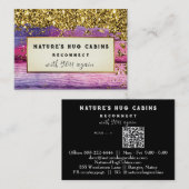 *~* AP49 Rustieke QR Verweerd Hout Glitter Visitekaartje (Voorkant / Achterkant)