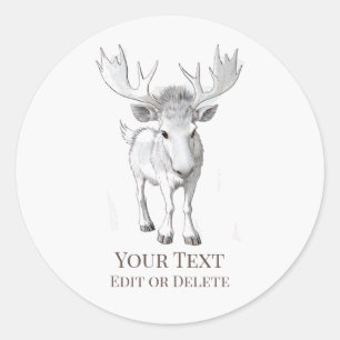 *~* AP49 Schattigee Cartoon Rustieke Baby MooseSti Ronde Sticker