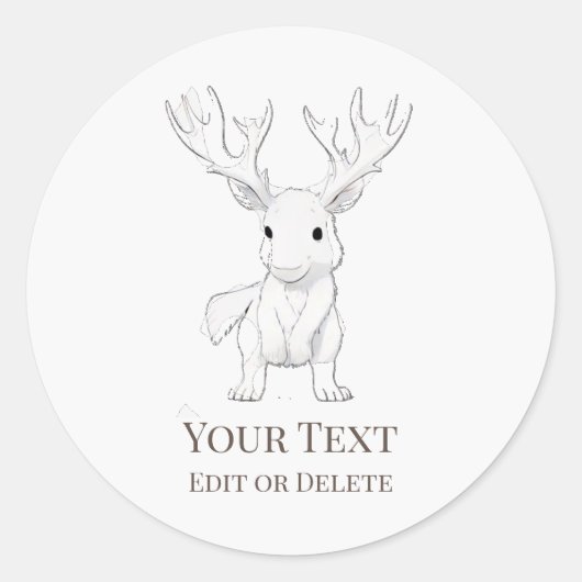 *~* AP49 Schattigee Rustieke Baby Moose Cartoon St Ronde Sticker (Voorkant)