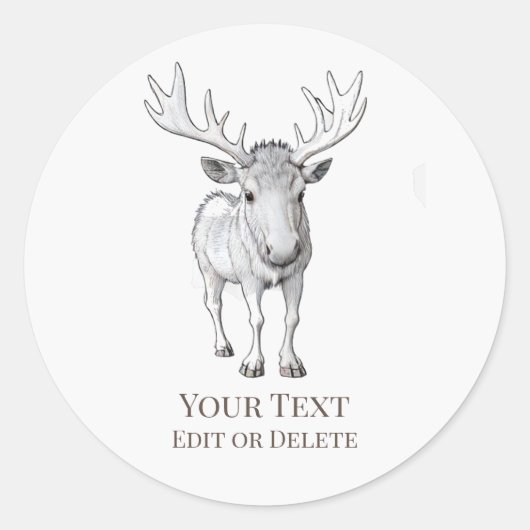 *~* AP49 Schattigee Zoete Rustieke Baby Moose Ronde Sticker (Voorkant)