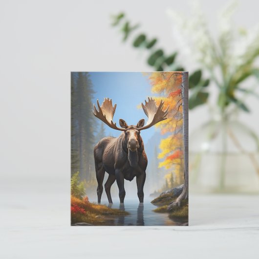 *~* AP49 Sterke MOOSE Stream Natuur Forest Briefkaart (Staand voorkant)