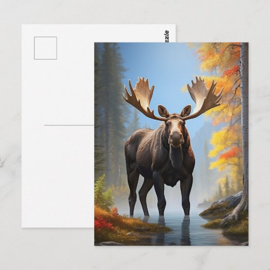 *~* AP49 Sterke MOOSE Stream Natuur Forest Briefkaart (Voorkant / Achterkant)