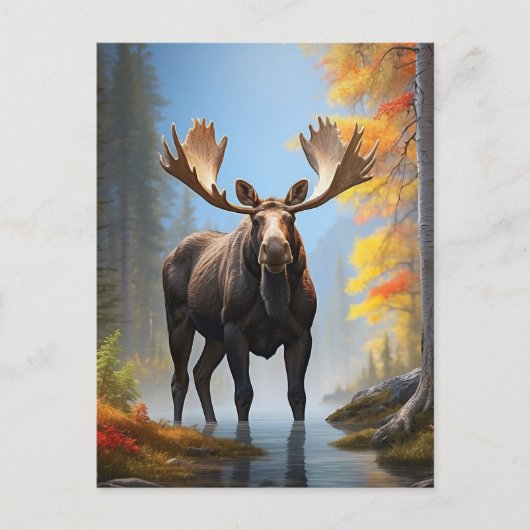 *~* AP49 Sterke MOOSE Stream Natuur Forest Briefkaart (Voorkant)