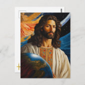 *~* AP50 Fantasie Universum Jezus Aarde Briefkaart (Voorkant / Achterkant)