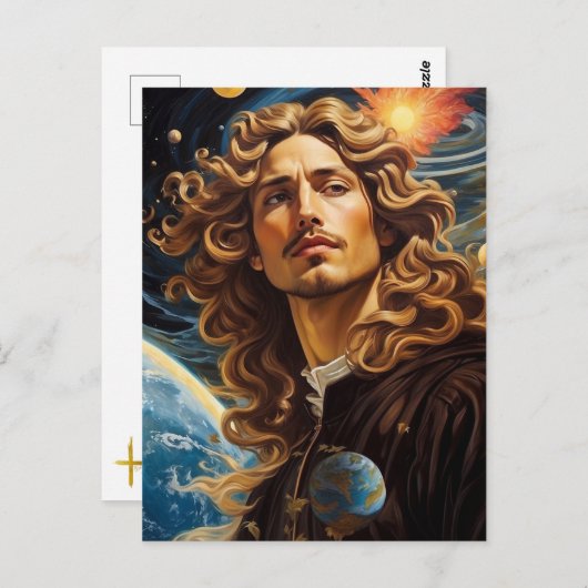 *~* AP50 Fantasy Universum Kosmische Knappe Bloem Briefkaart (Voorkant / Achterkant)