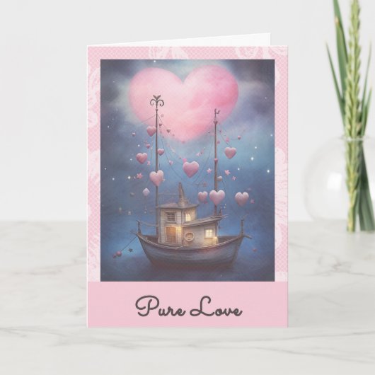 ** AP51 Romantische Boat Hearts Valentijn Serene 2 Feestdagen Kaart (Voorkant)