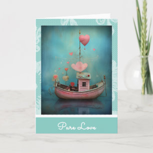 ** AP51 Romantische Boat Hearts Valentijn Serene 3 Feestdagen Kaart