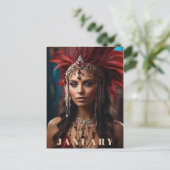 *~* AP53 Boho JANUARI Hoofdadres GARNET Briefkaart (Staand voorkant)
