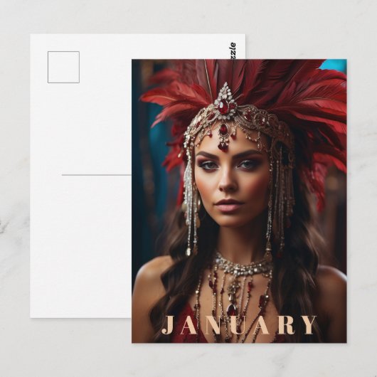*~* AP53 Boho JANUARI Hoofdadres GARNET Briefkaart (Voorkant / Achterkant)