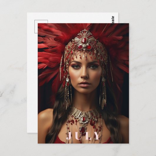 *~ AP53 Boho JULI Godin VERJAARDAG ROBIJN Briefkaart (Voorkant / Achterkant)