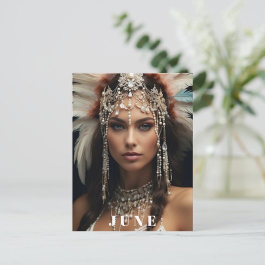 *~ AP53 JUNI Boho VERJAARDAG PARELS Vrouw Briefkaart (Staand voorkant)