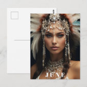 *~ AP53 JUNI Boho VERJAARDAG PARELS Vrouw Briefkaart (Voorkant / Achterkant)