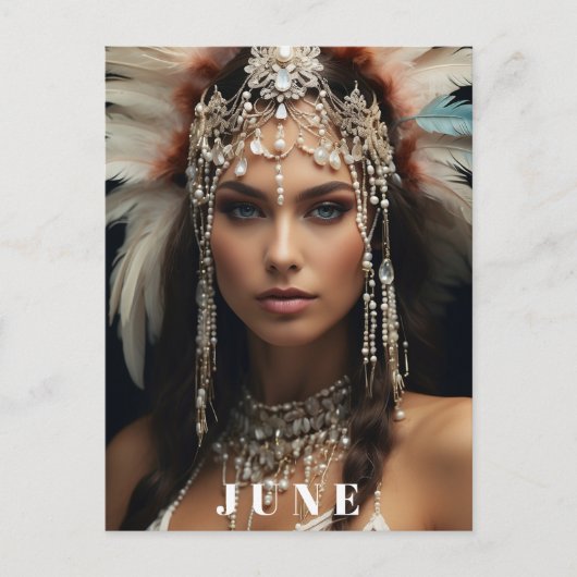 *~ AP53 JUNI Boho VERJAARDAG PARELS Vrouw Briefkaart (Voorkant)