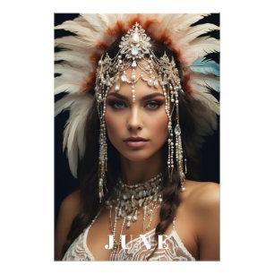 *~ AP53 JUNI Boho VERJAARDAG PARELS Vrouw Foto Afdruk