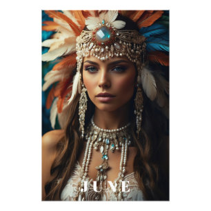 *~ AP53 JUNI VERJAARDAG PARELS Boho Vrouw Foto Afdruk