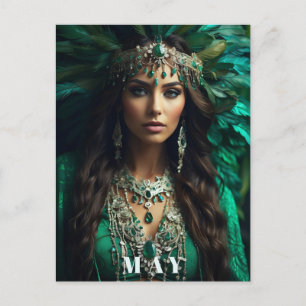 *~ AP53 MEI Godin VERJAARDAG Emerald Boho Briefkaart